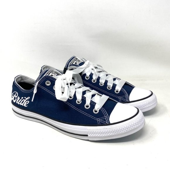Converse Ctas Low Top White Blue Wedding Canvas Men Sneakers Custom 171213C-BUWH - Picture 3 of 10